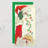 Vintage Santa Claus Raising Hat Merry Christmas Holiday Card (Front/Back)