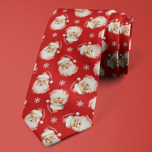 Vintage Santa Claus Red Christmas Snowflake Tie