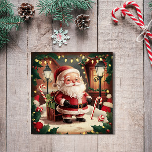 Vintage Santa Claus Retro Christmas Holiday card