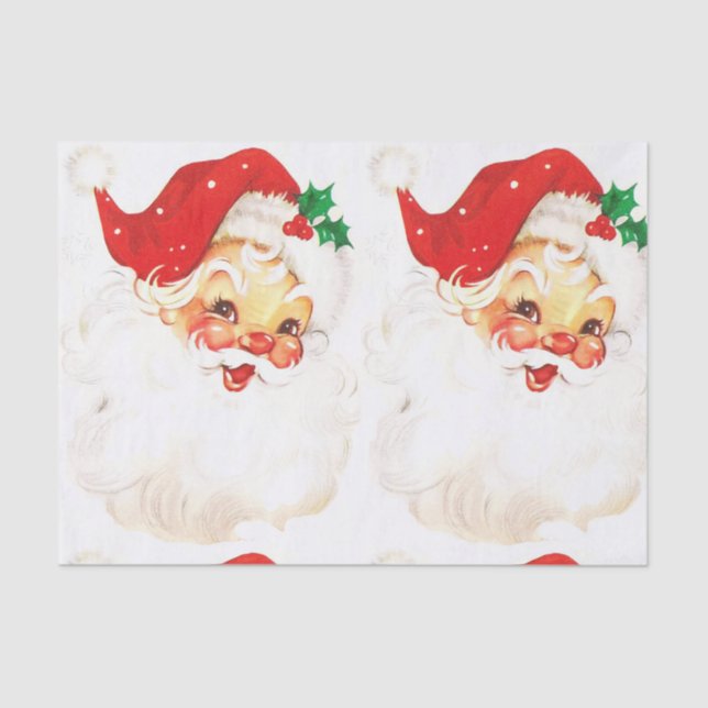 Vintage Santa Claus Retro Christmas Tissue Paper (Front)