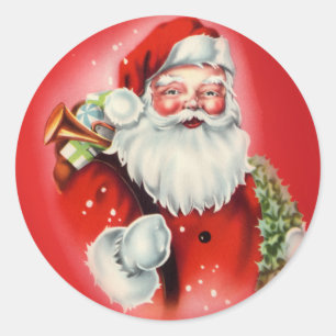 Vintage Santa Claus Round Sticker