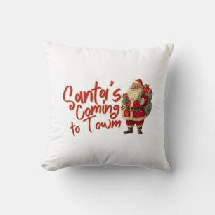 Vintage Santa Claus: Santa's Coming to Town Cushion