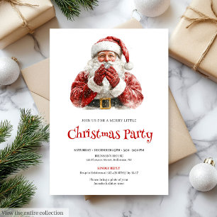 Vintage Santa Claus Script Font Christmas Dinner  Invitation