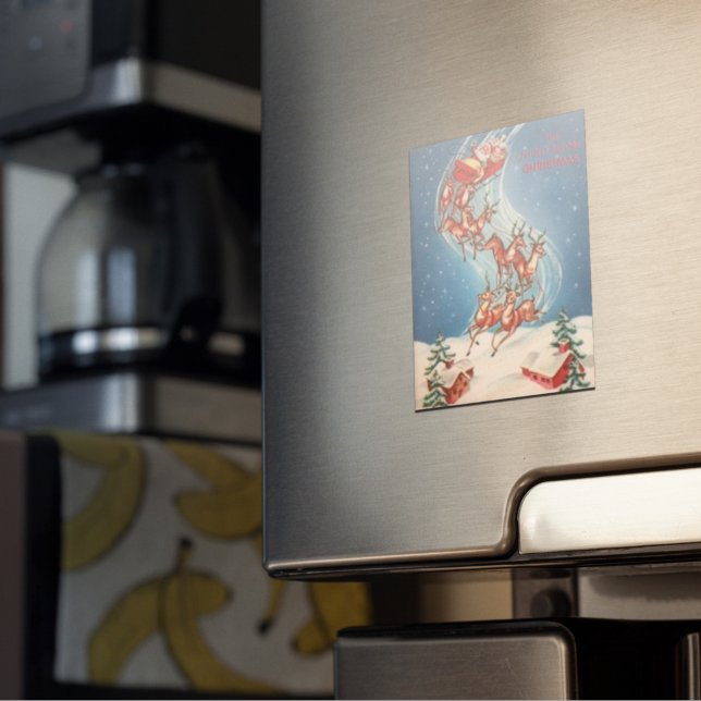 Vintage Santa Claus Sleigh and Reindeer Flying Magnet (Creator Uploaded)