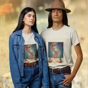 Vintage Santa Claus Sleigh and Reindeer Flying T-Shirt