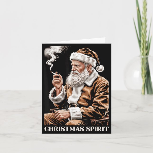 Vintage Santa Claus Smoking Cigarette Funny Christ Card (Front)
