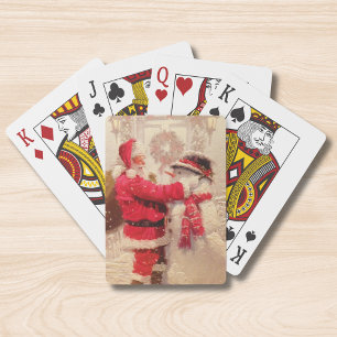 Vintage Santa Claus Snowman Christmas Playing Cards