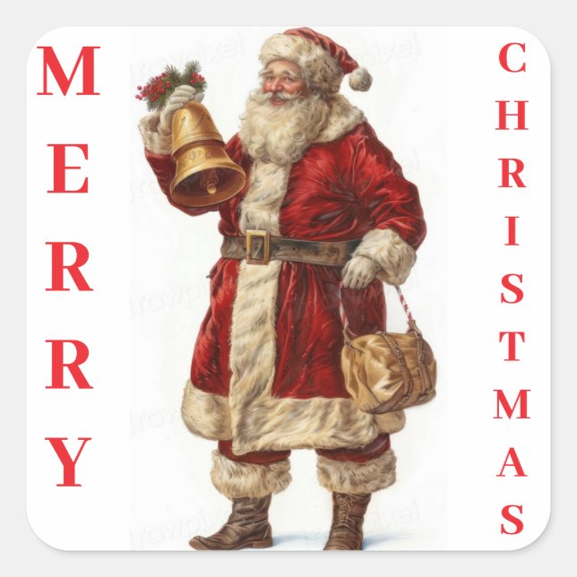 Vintage Santa Claus Square Sticker (Front)