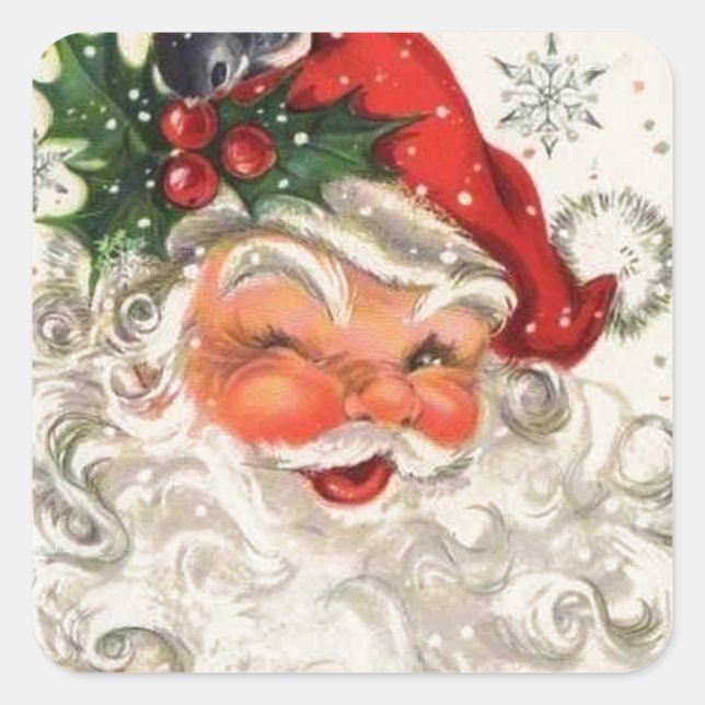 Vintage Santa Claus Square Sticker (Front)
