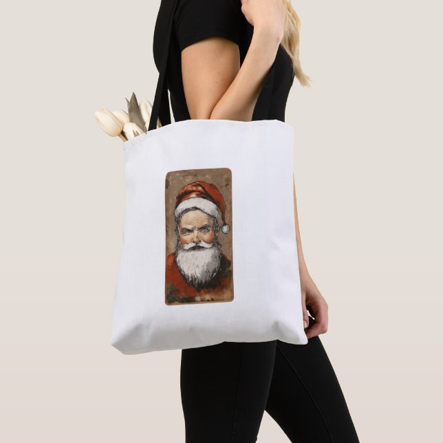 Vintage Santa Claus Tole Art Canvas Tote Bag (Close Up)