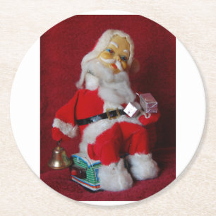 Vintage Santa Claus Toy Round Paper Coaster