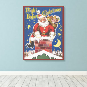 Vintage Santa Claus, Twas Night Before Christmas Canvas Print
