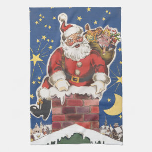 Vintage Santa Claus, Twas Night Before Christmas Tea Towel