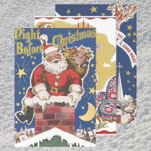 Vintage Santa Claus, Twas Night Before Christmas Wrapping Paper Sheet