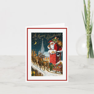 Vintage Santa Claus Victorian Christmas Carolers   Holiday Card