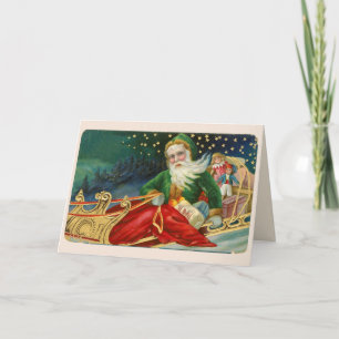 Vintage Santa Claus Victorian Christmas Carolers Holiday Card