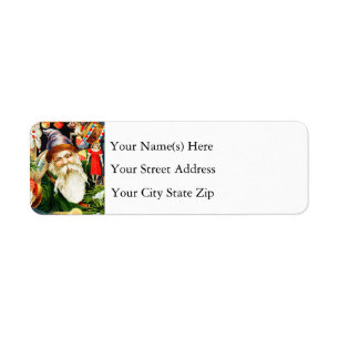 Vintage Santa Claus With Christmas Tree Toys Return Address Label
