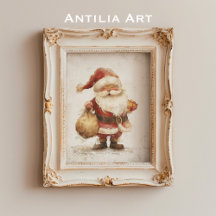 Vintage Santa Claus with Gift Bag Christmas