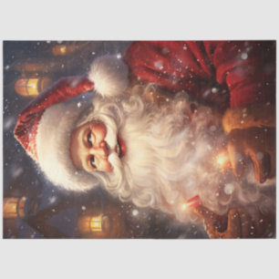 Vintage Santa Claus with glowing Christmas lights Tissue Paper