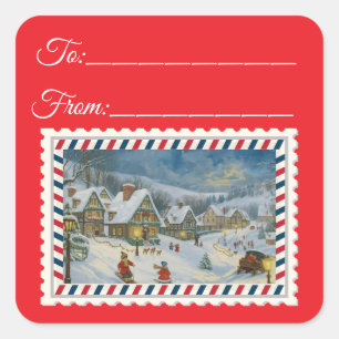 Vintage Santa Claus with Magic & Fairies Square St Sticker