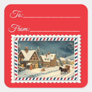 Vintage Santa Claus with Magic & Fairies Square St Sticker