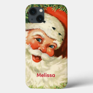 Vintage Santa Claus with Pine Wreath iPhone 13 Case
