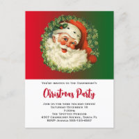 Vintage Santa Claus with Pine Wreath Invitation