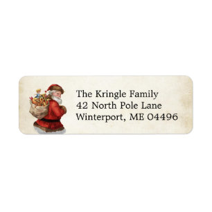 Vintage Santa Claus with Toys Christmas Return Address Label