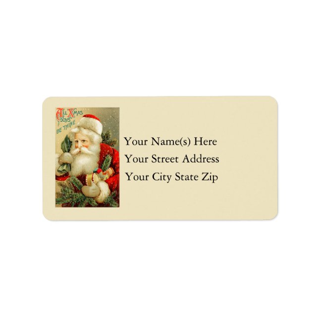 Vintage Santa Claus With Toys Label (Front)