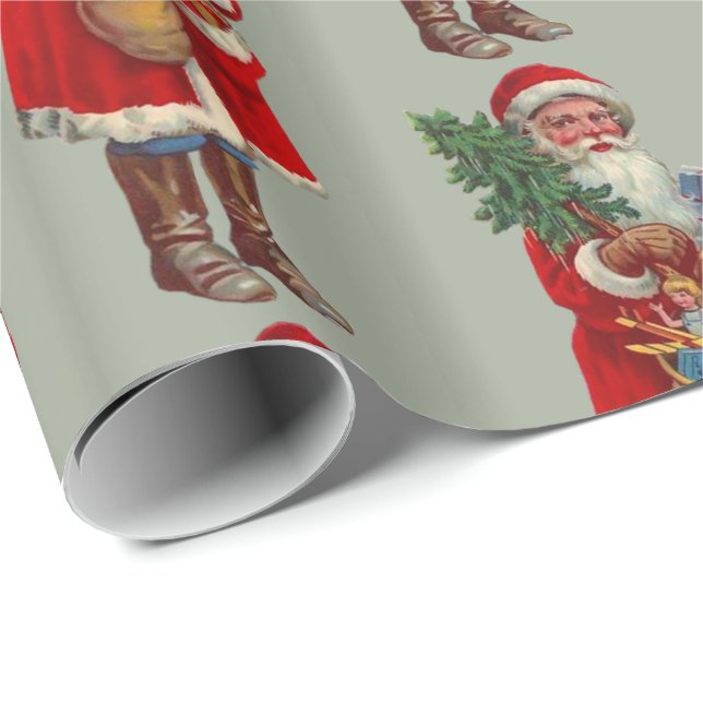 Vintage Santa Claus Wrapping Paper (Roll Corner)