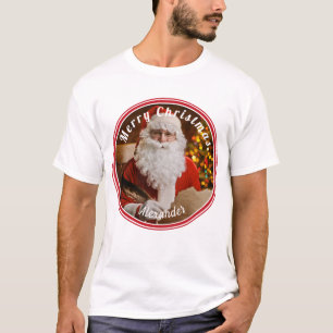 Vintage Santa Claus Writing Christmas Tree T-Shirt