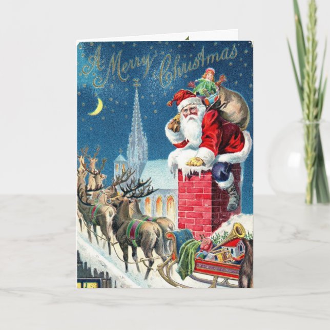 Vintage Santa Clause Christmas Greeting Invitation (Front)