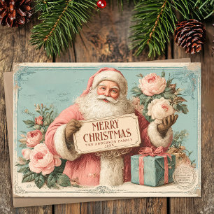 Vintage Santa Clause Christmas  Holiday Card