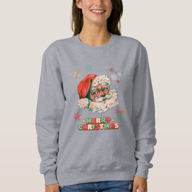 Vintage Santa Clause Merry Christmas Sweatshirt (Front)