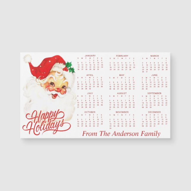Vintage Santa Clause Personalised 2025 Calendar (Front)