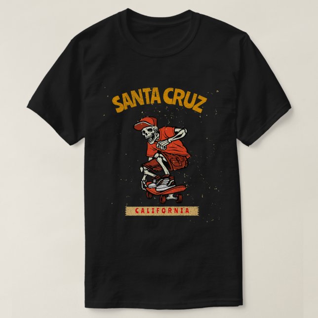 Vintage Santa Cruz California Skeleton Skateboarde T-Shirt (Design Front)