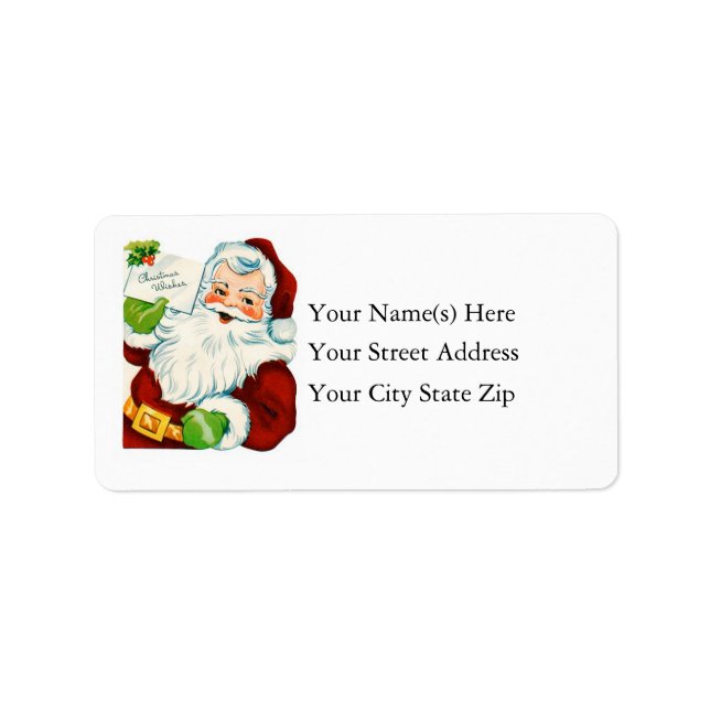 Vintage Santa Delivers Christmas Wishes Label (Front)