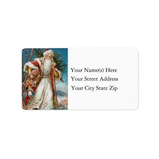 Vintage Santa Delivers Toys and Tree Christmas Address Label