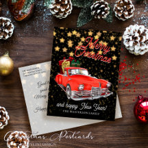 Vintage Santa Delivery Car Christmas Greetings