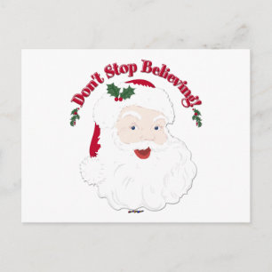 Vintage Santa Don't Stop Believing! Holiday Postcard