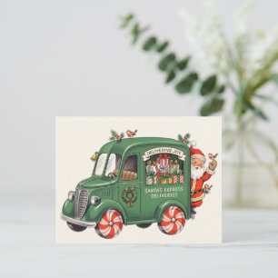 Vintage Santa Express Delivery Truck Christmas Holiday Postcard
