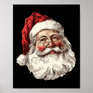 Vintage Santa Face Christmas Xmas Family Matching  Poster