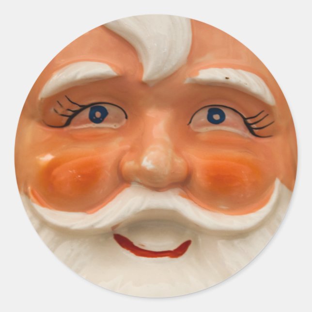 Vintage santa face classic round sticker (Front)
