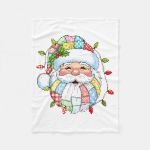 Vintage Santa Face Funny Santa Xmas Lights Christm Fleece Blanket