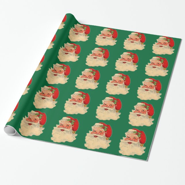 Vintage Santa Face Wrapping Paper (Unrolled)