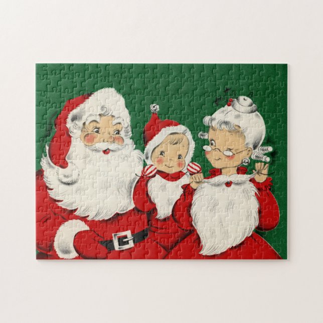 Vintage Santa Family Christmas Jigsaw Puzzle (Horizontal)