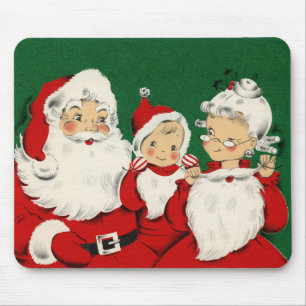 Vintage Santa Family Christmas Mousepad