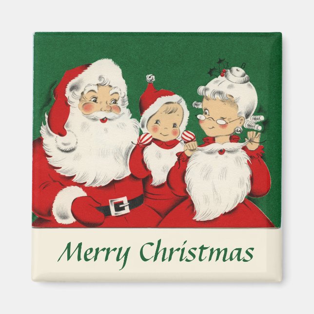 Vintage Santa Family Magnet (Front)