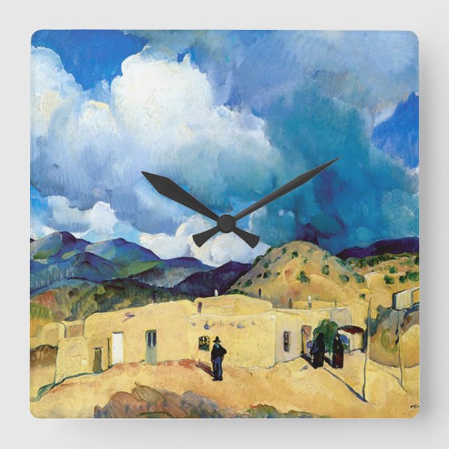 Vintage Santa Fe Hills Square Wall Clock (Front)