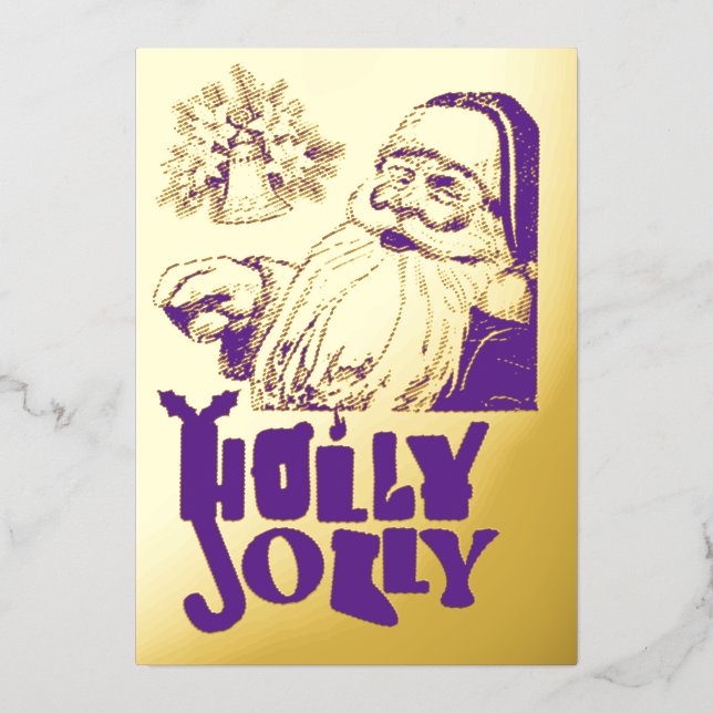 Vintage santa Foil Holiday Card (Front)